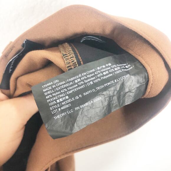 Theory Men’s Tech Raffi Compact Straight Slim Fit Ponte Pants Size 28 Brown - Picture 6 of 13